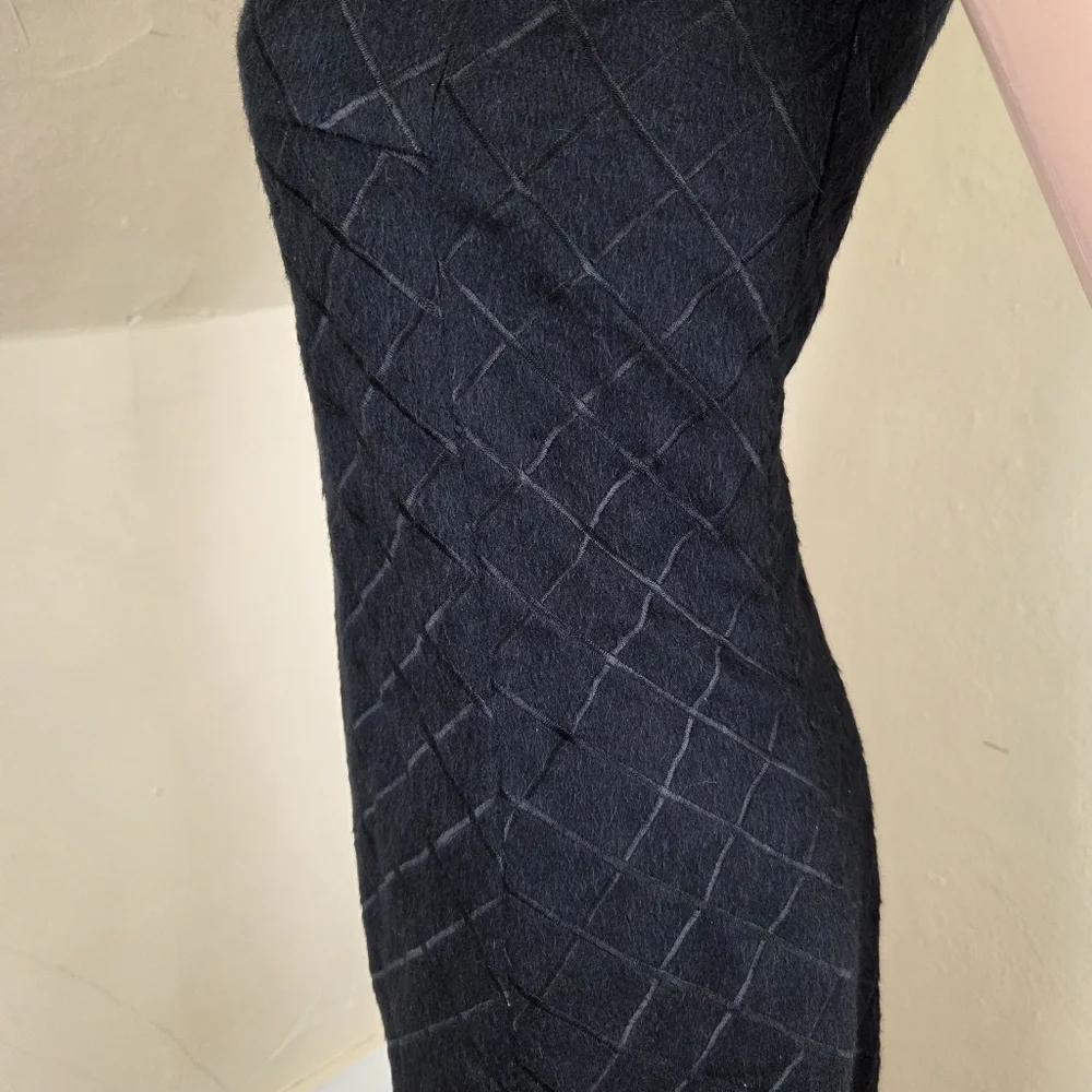 Beatriz Canedo Patiño‎ Alpaca Lambswool Black Sleeveless Dress Textured Grid